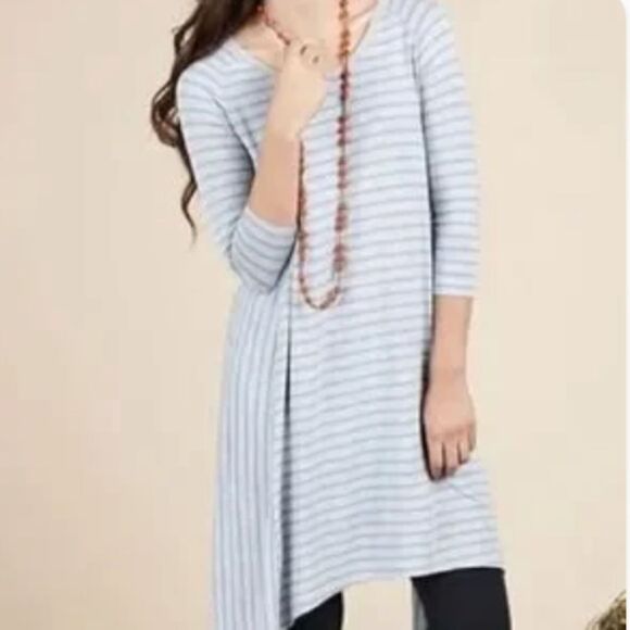 Matilda Jane Her Majesty Dress Blue & Gray Striped Small - Picture 1 of 4